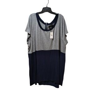 Lane Bryant Top Women's 22/24 Navy Gray Colorblock Short Sleeve